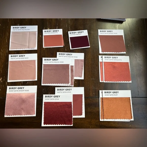 Azazie & Birdy Grey bridesmaid dress fabric swatches! Warm neutrals! - Picture 5 of 5